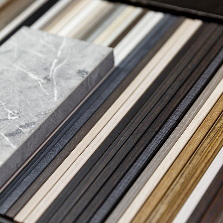 Samples of durable cabinet and countertop finishes